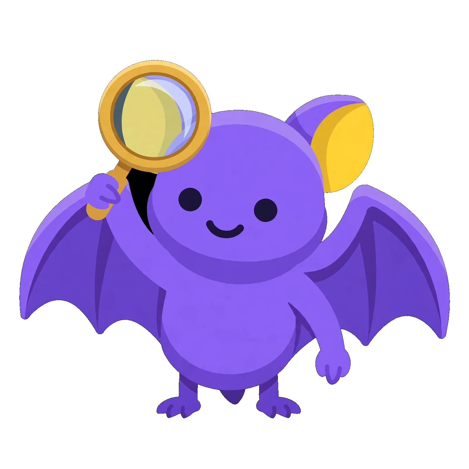 Pip the bat explorer with a magnifying glass