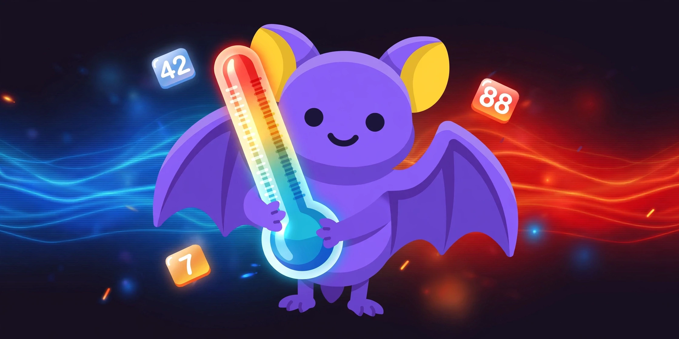 Pip the bat with a thermal scanner reading hot and cold
