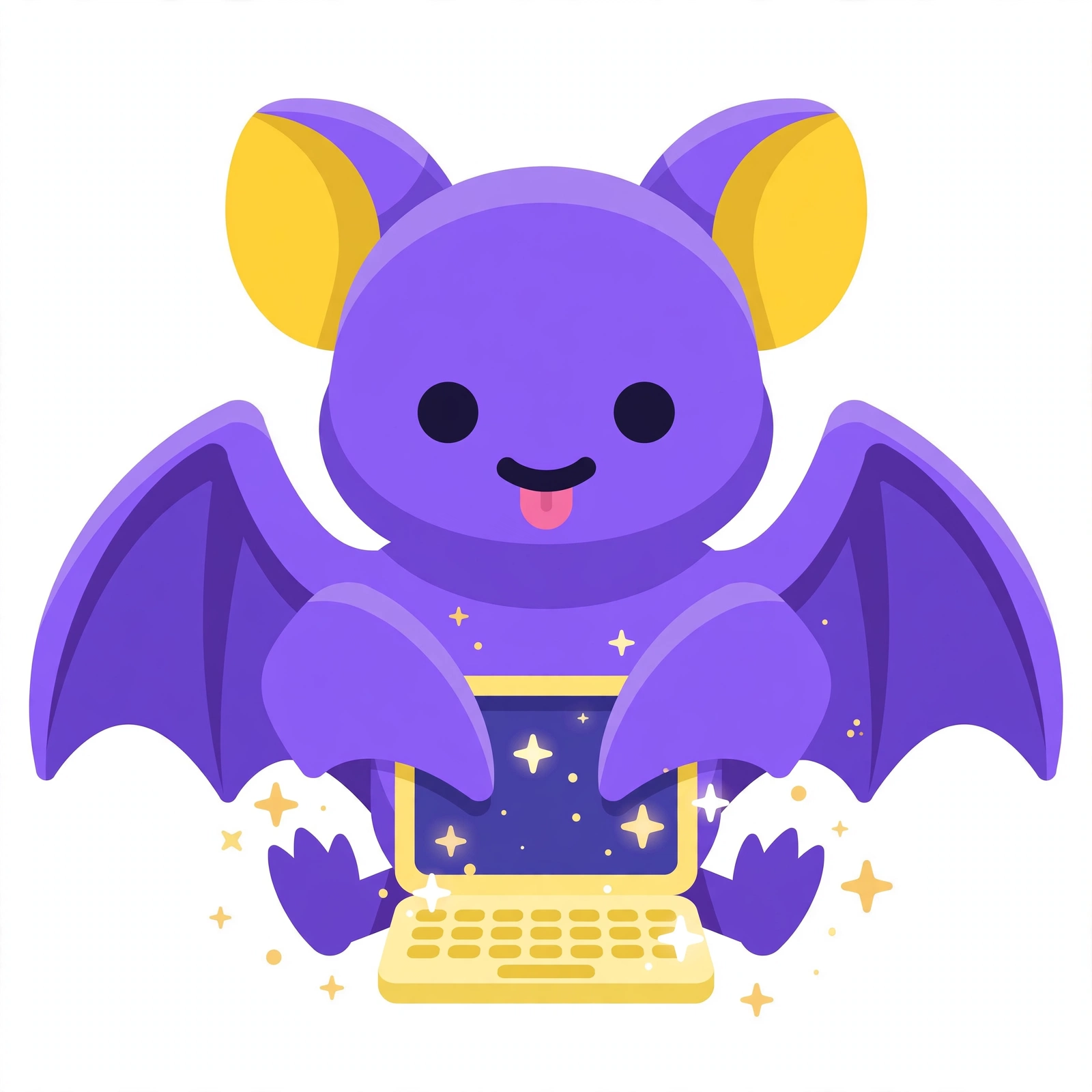 Pip the bat coding at a keyboard